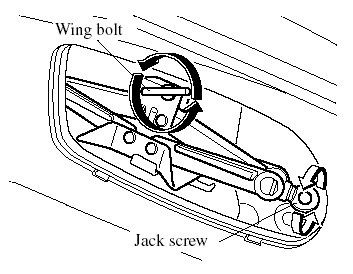 2. Turn the wing bolt and jack screw