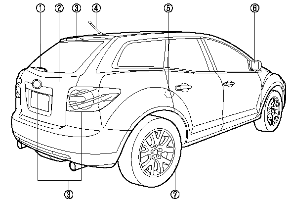 1. Rear wiper blade.