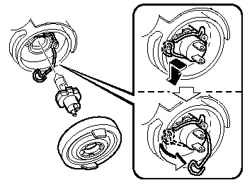 6. Unhook the bulb retaining spring.