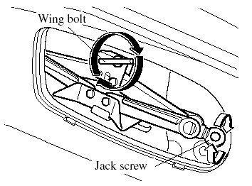 1. Insert the wing bolt into the jack with
