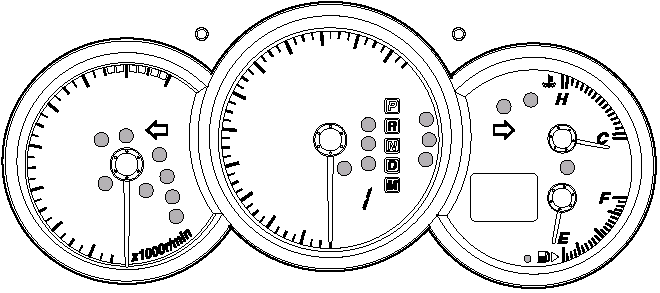 Warning/Indicator lights will appear in any of the highlighted areas