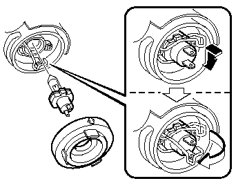 3. Unhook the bulb retaining spring.