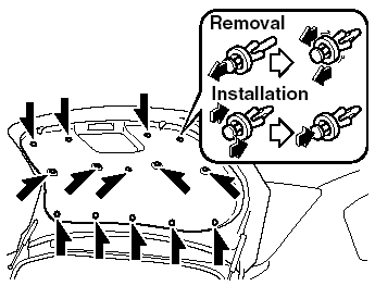 1. Pull the center of each plastic retainer,