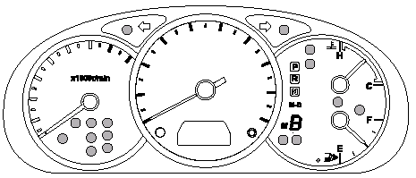 Warning/Indicator lights will appear in any of the highlighted areas