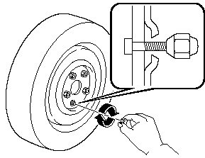 3. Install the lug nuts with the beveled