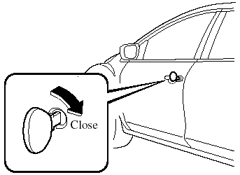 2. Turn the key toward the back and hold