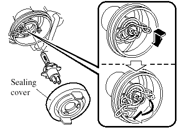 7. Swing the retaining spring out and