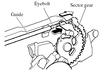 10. Press and rotate the sector gear