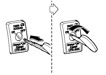 1. Insert the key into the passenger air bag deactivation switch and turn the