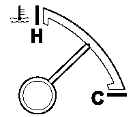 The engine coolant temperature gauge