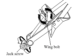 3. Turn the wing bolt completely to