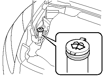 Inspect fluid level in the washer fluid